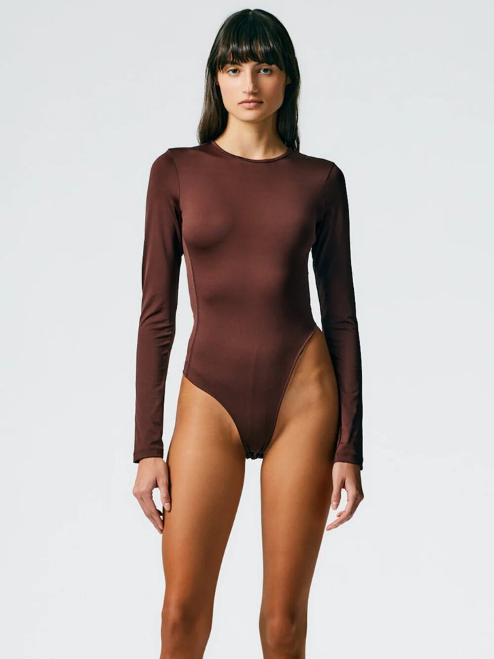 Tibi Stretch Cut Out Bodysuit in Brown Size XS